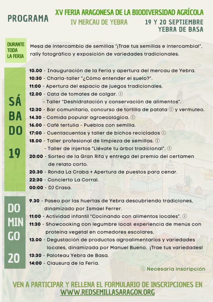 Programa XV Feria aragonesa de la biodiversidad agrícola